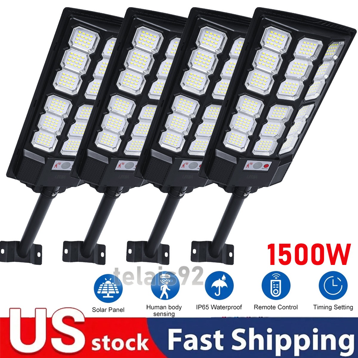 Commercial 12000000LM LED Outdoor Dusk to Dawn Solar Street Light Road Area Lamp