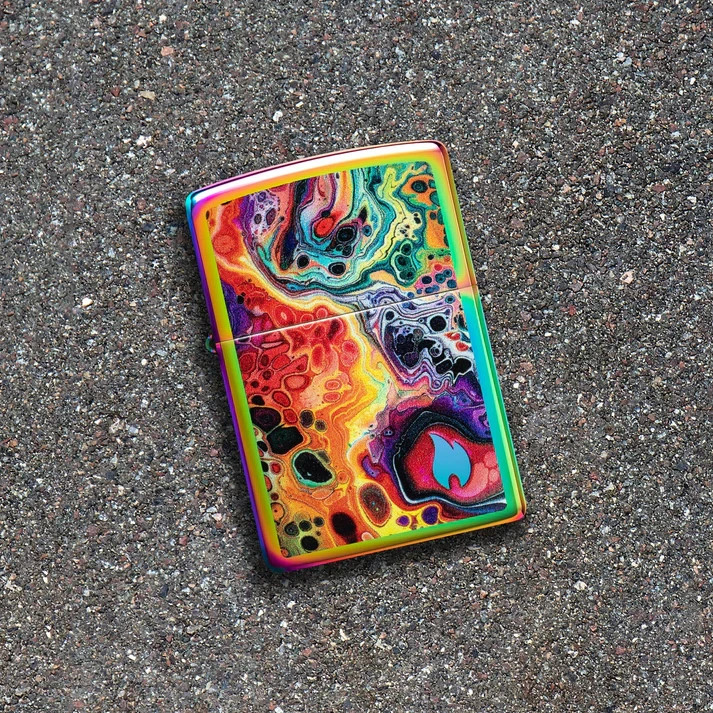 GENUINE Zippo SPECTRUM Lighter MOLTEN BUBBLES & FLAME Multi Colour NEW IN BOX