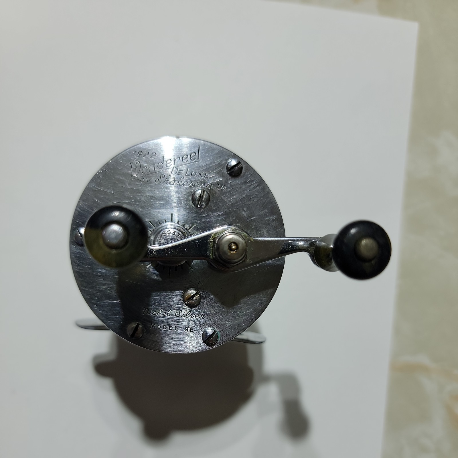 Vintage Shakespeare 1922 Wondereel Deluxe Fishing Reel Nickel Silver Model GE