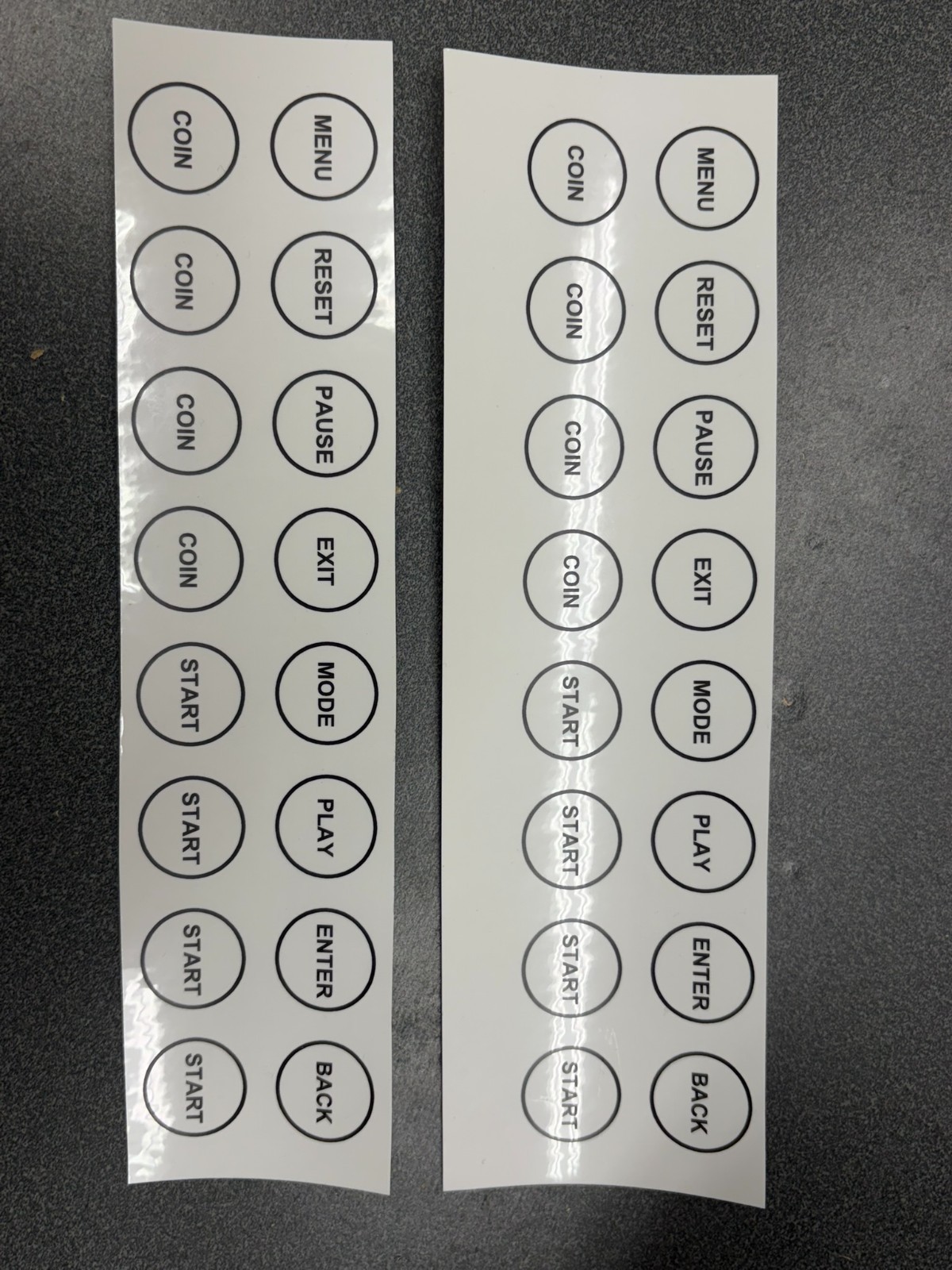Arcade button labels, clear, 4 p layer