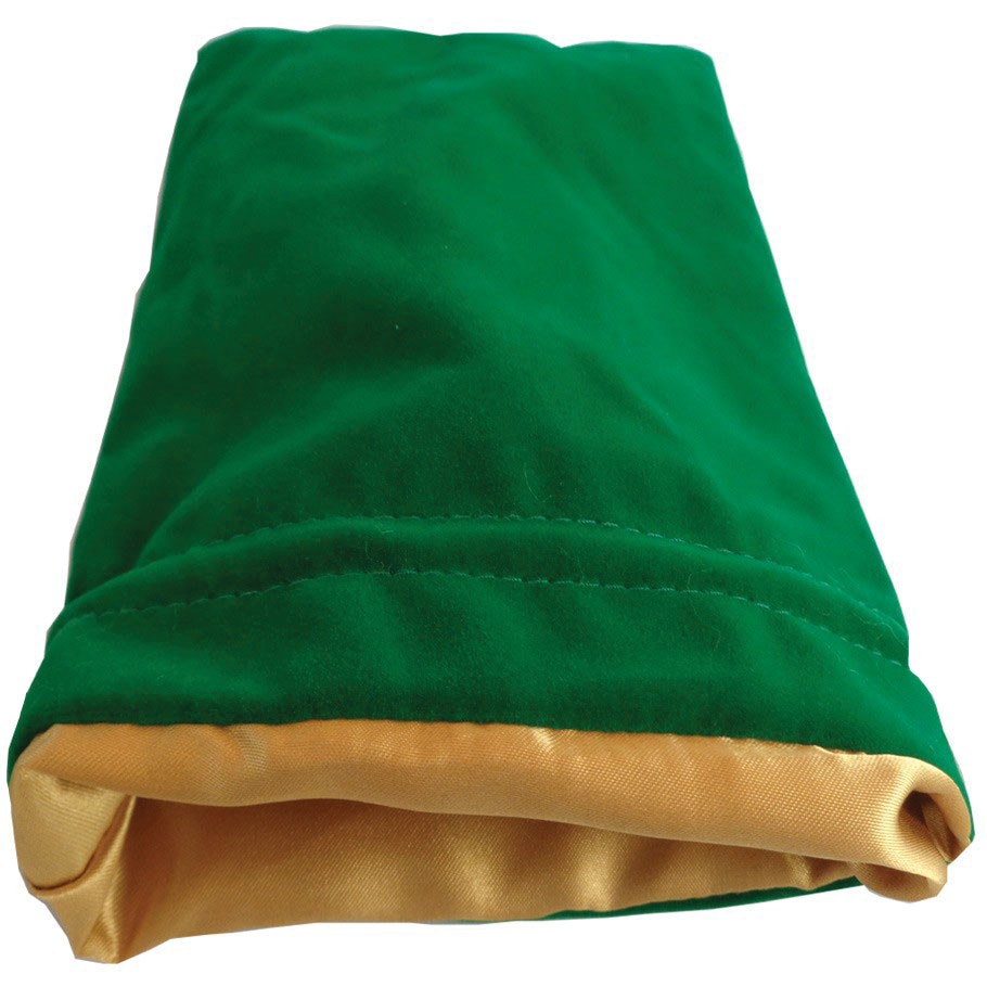 Metallic Dice Company 6`x8` LARGE Green Velvet Dice Bag with Gold Satin Lining
