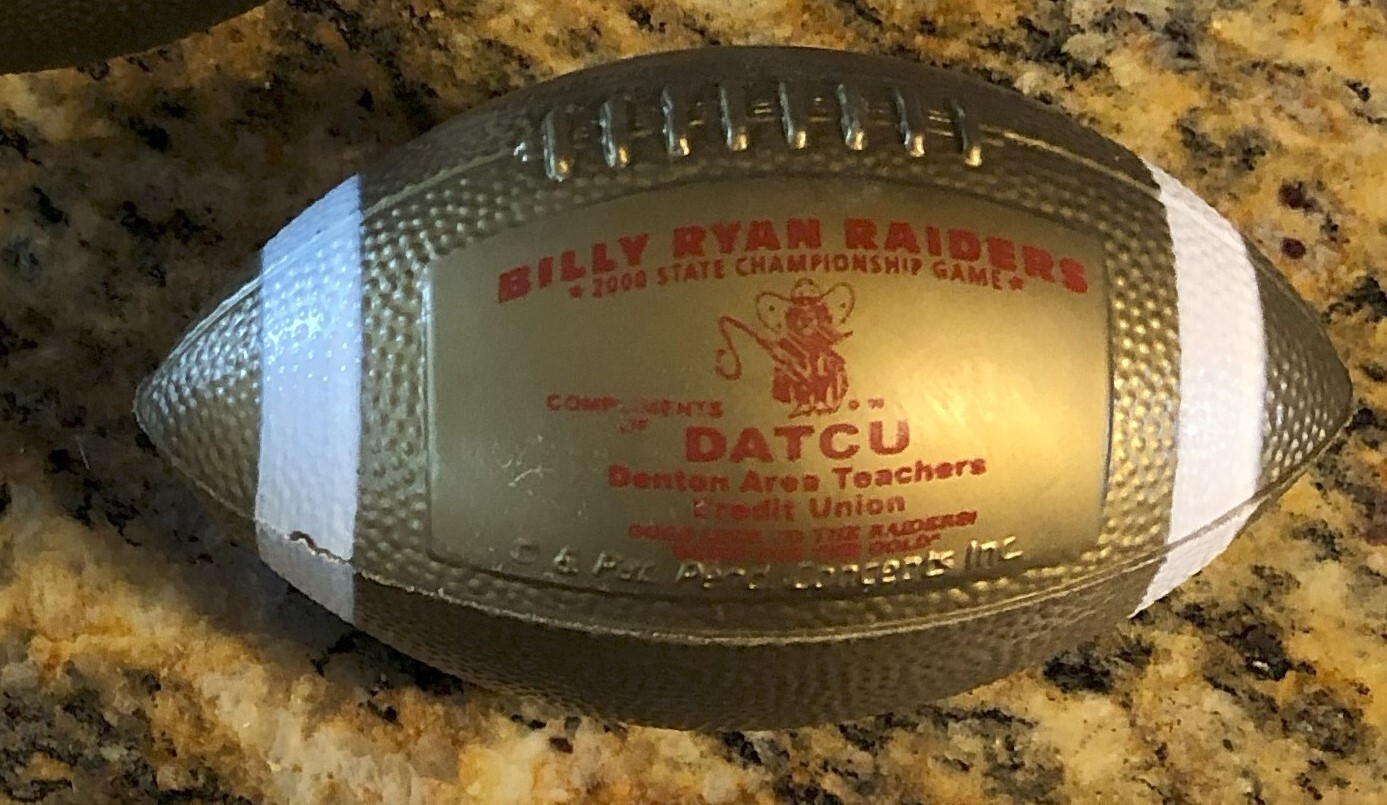 2000 TEXAS 4A D1 STATE CHAMPIONSHIP GAME MINI FOOTBALL DENTON RYAN RAIDERS