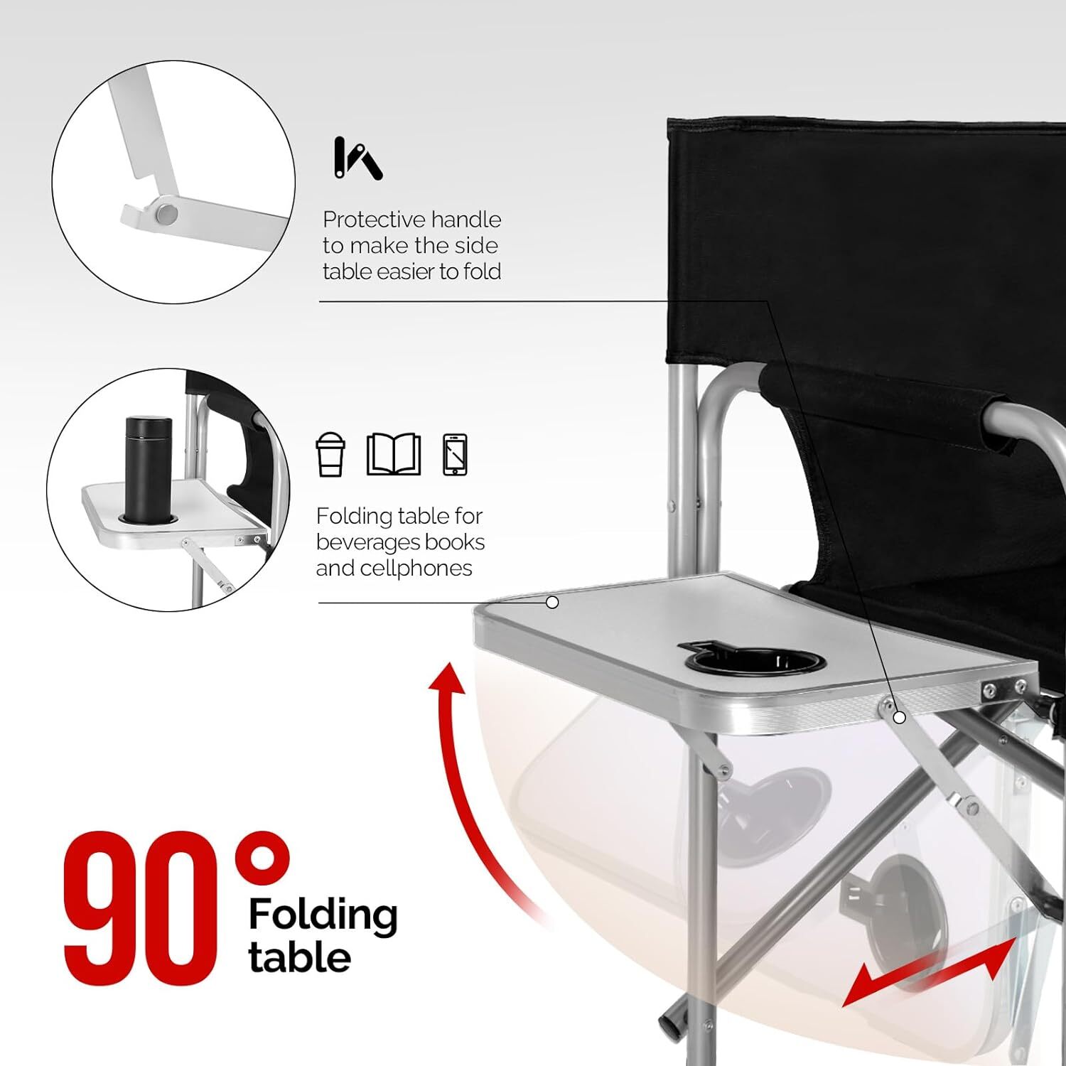 26" Height Tall Director Chair Folding Artist Makeup 19.2" D x 23.6" W x 40.5" H