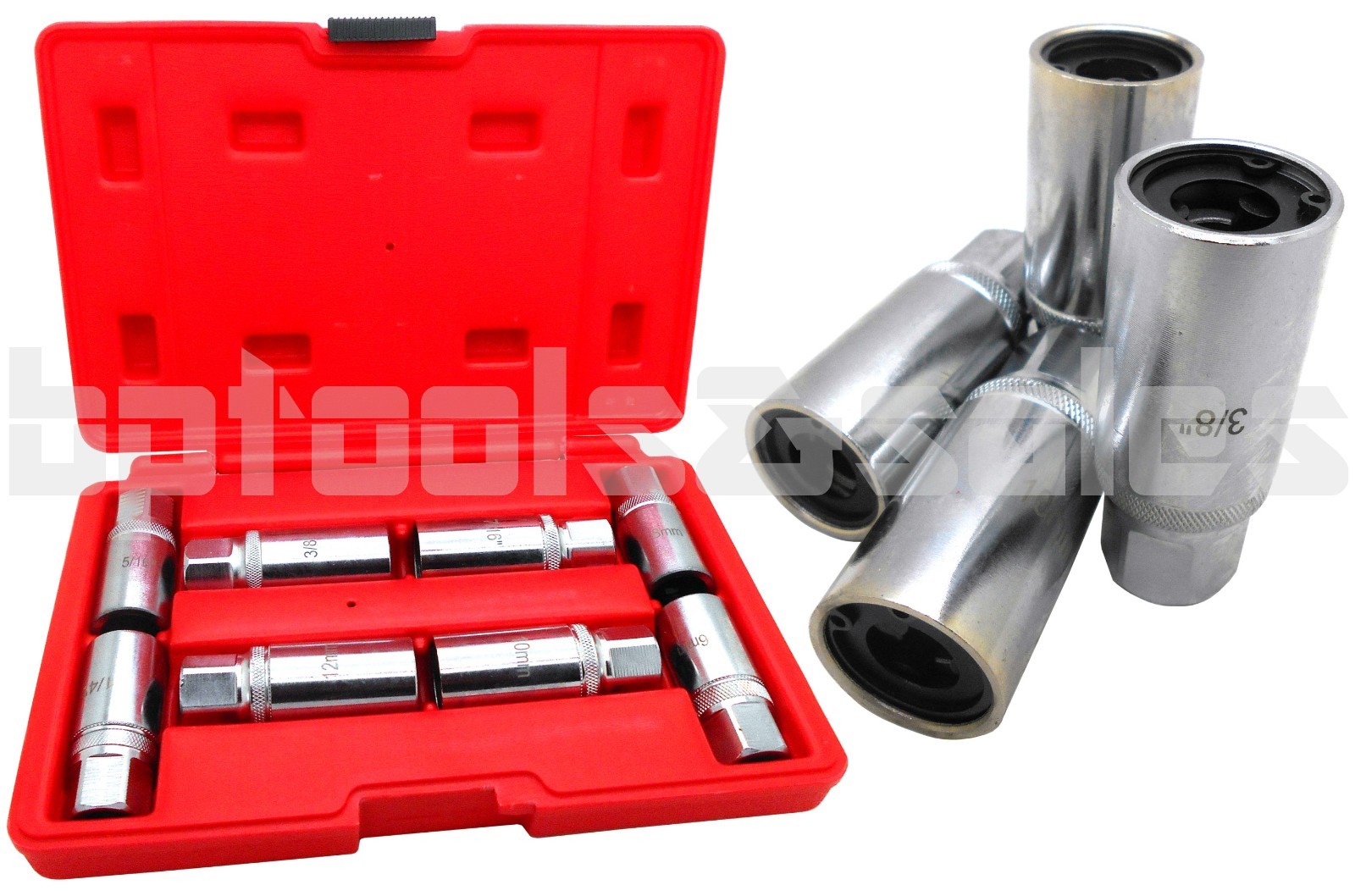 8pc Socket Stud Screw Extractor Remover Installer (METRIC/SAE) w/ Roller Bearing