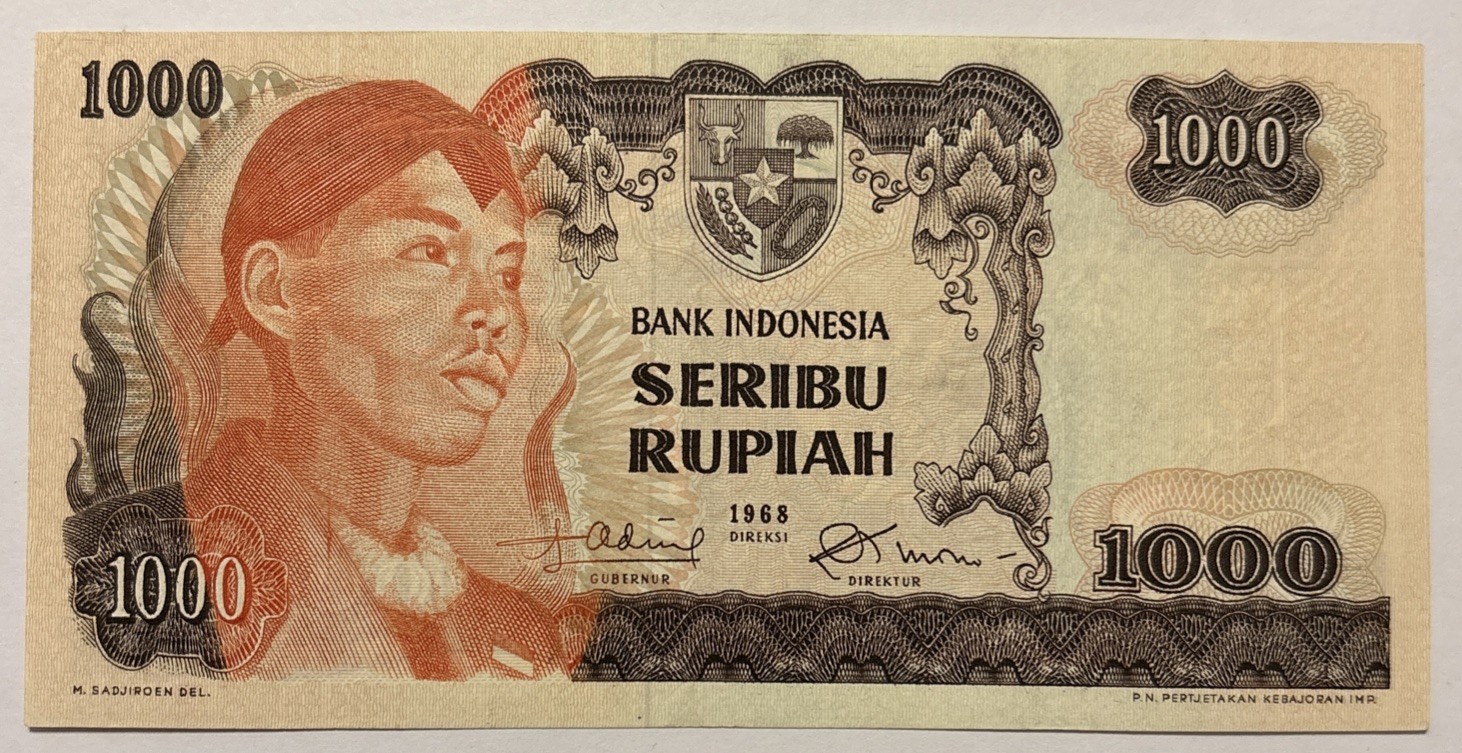 Indonesia 1000 rupiah 1968 p-110 aUNC