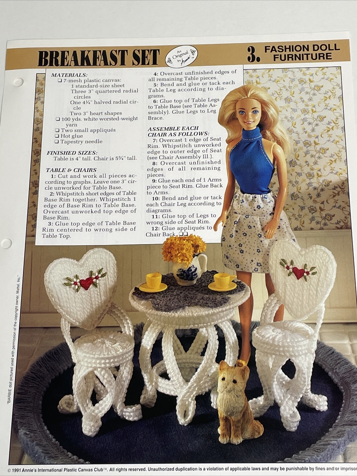 Breakfast Set Fashion Doll Furniture Annie's Plastic Canvas Pattern