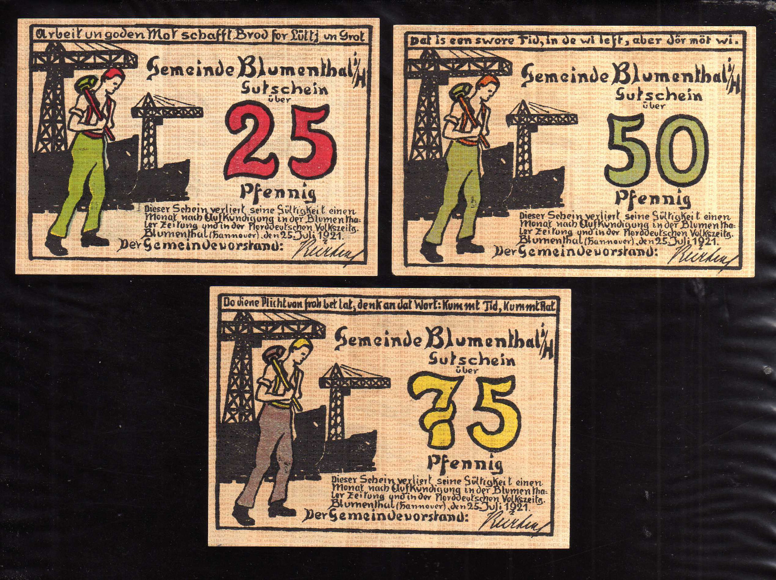 BLUMENTHAL - GERMANY NOTGELD -  25, 50. 75 PFENNIG