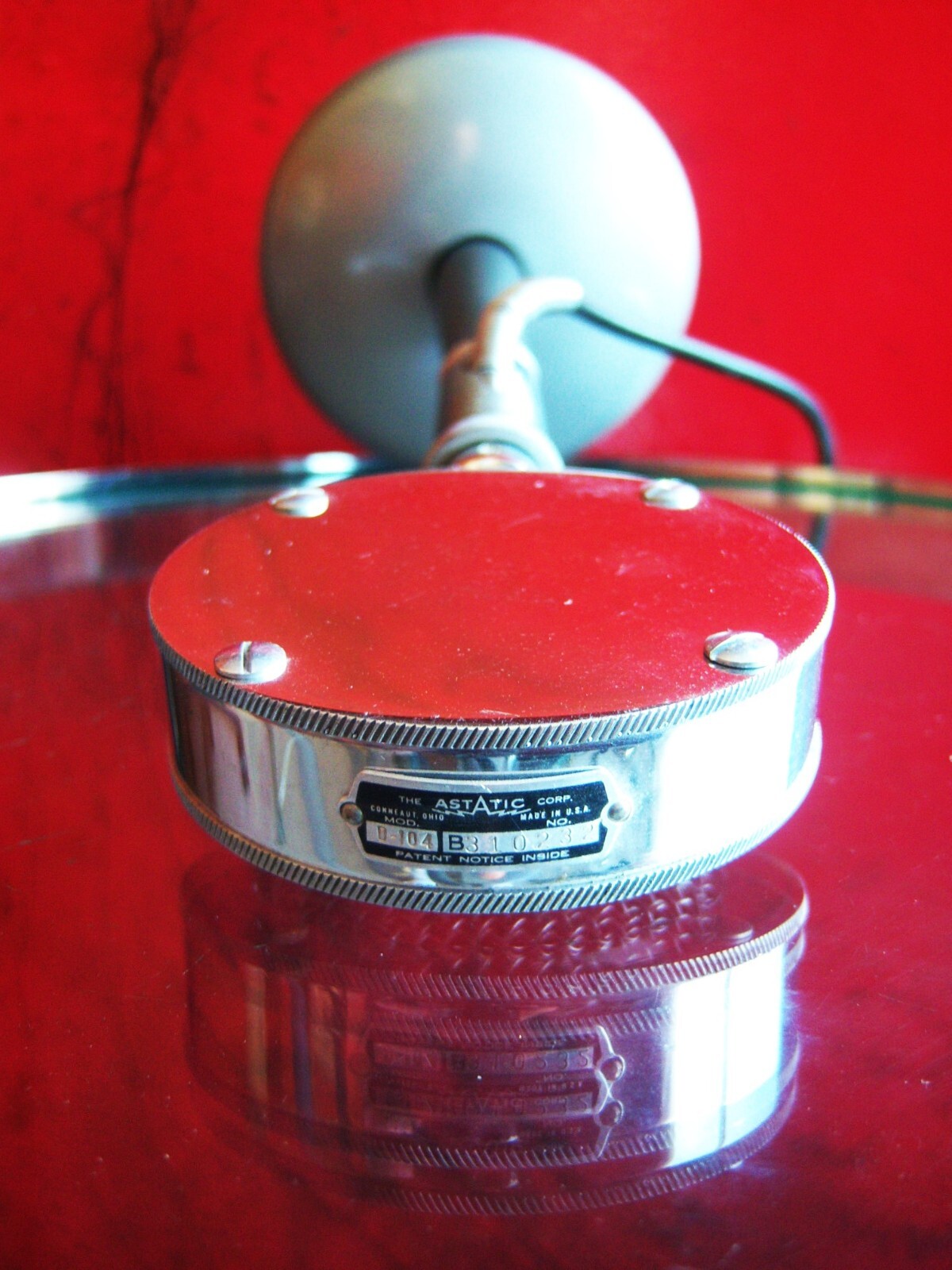Vintage 1950's Astatic D-104 crystal microphone w F11 adapter & E6G desk stand