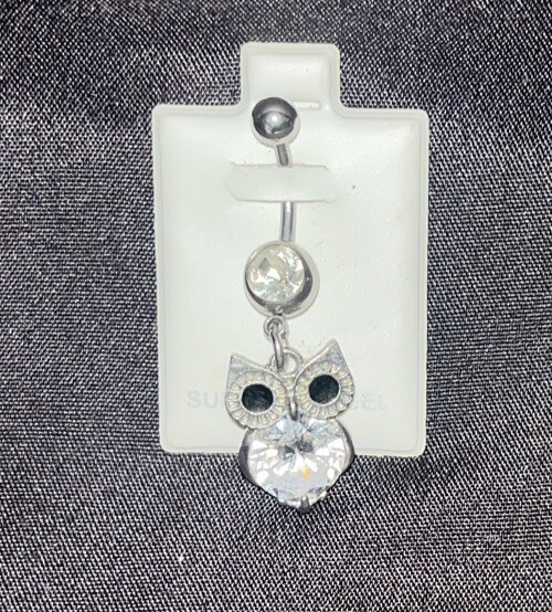 Body Jewelry Owl Navel Ring 316L Surgical Steel Navel 2” Barbell Dangling