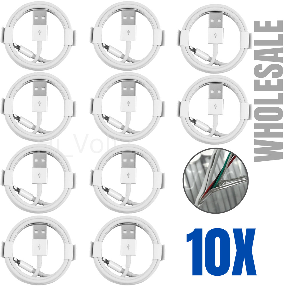 10X Lot 3/6Ft USB Charging Cord For iPhone 12 11 XS XR X 8 7 6 SE Charger Cable