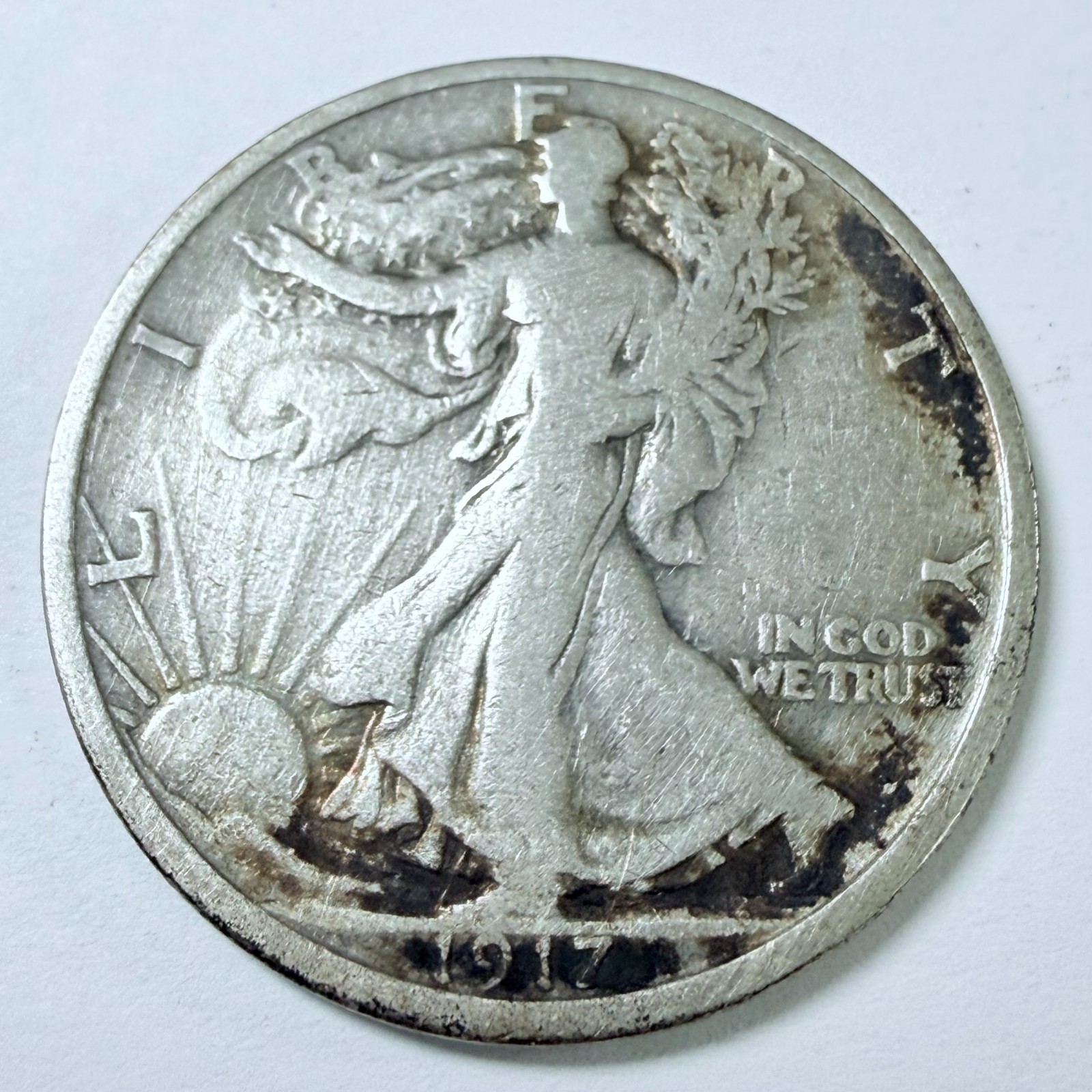 1917-S REV Walking Liberty Half Dollar 90% Silver VERY GOOD DETAILS #9859
