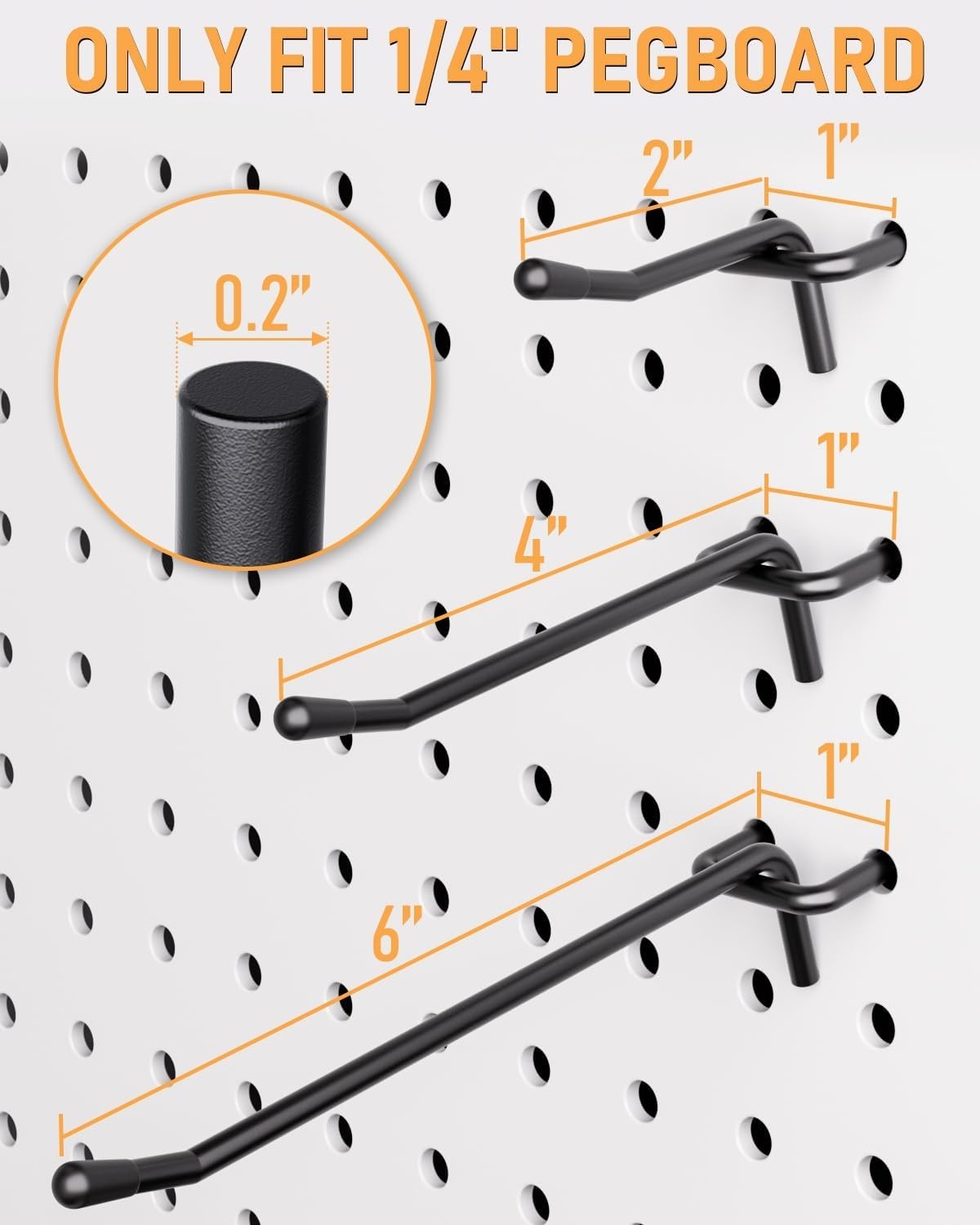Versatile 2/4/6 Inch Pegboard Hooks - 120 Pack for Maximum Storage Capacity