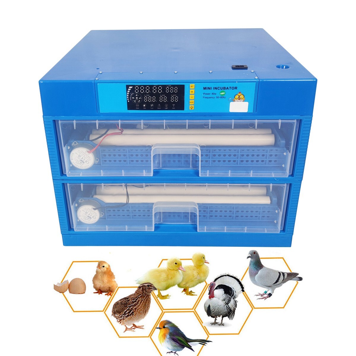 Egg Bird Incubator Automatic 128 Egg Turning Poultry Hatcher Breeder Drawer Type