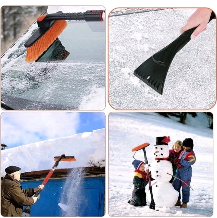 Extendable 47.2" Ice Scraper Snow Brush Windshield Window Snow & Ice Brush Kit