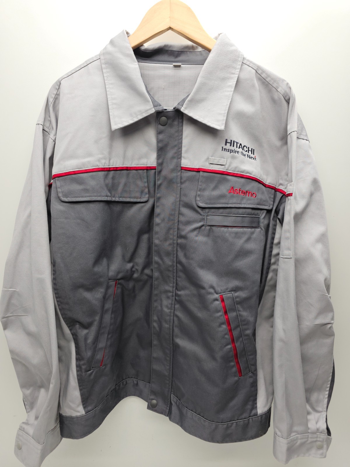 Hitachi Astemo Uniform Jacket Pants Set Size 4L Gray Red Workwear