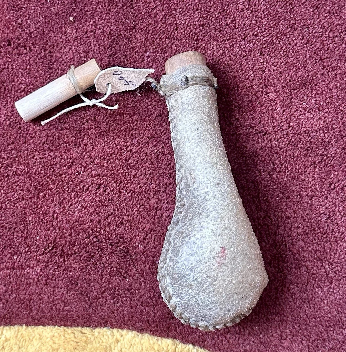 Boiled Hide Powder Flask - Handmade Deerskin Muzzleloading Accessory