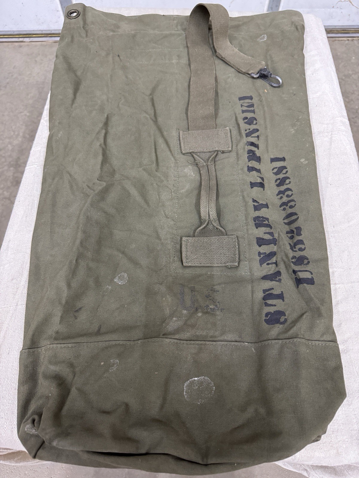 VTG- Vietnam Era U.S. Named Olive Green Drab Canvas Duffle Bag  “Excellent “