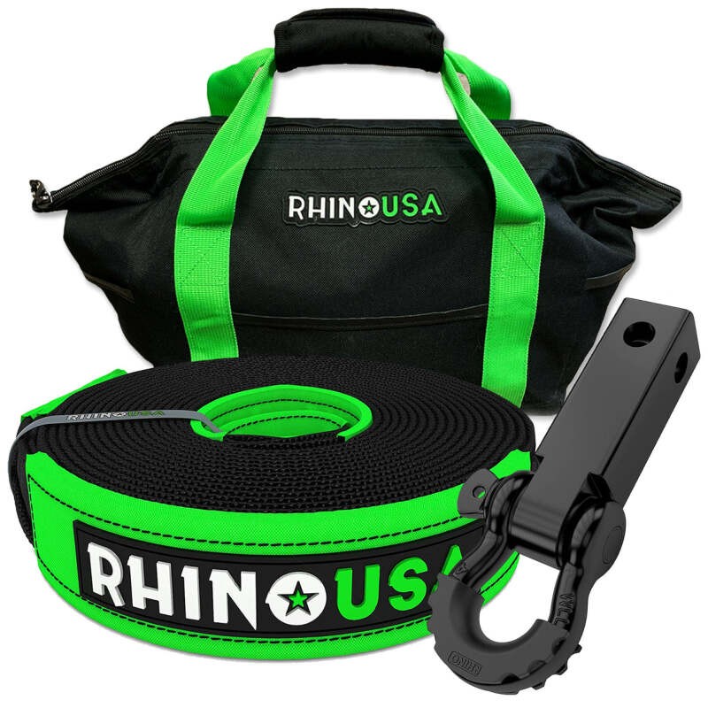 Rhino USA 20 ft Tow Strap and Hitch Combo with Shackle - RNO-20STRAPHITCH