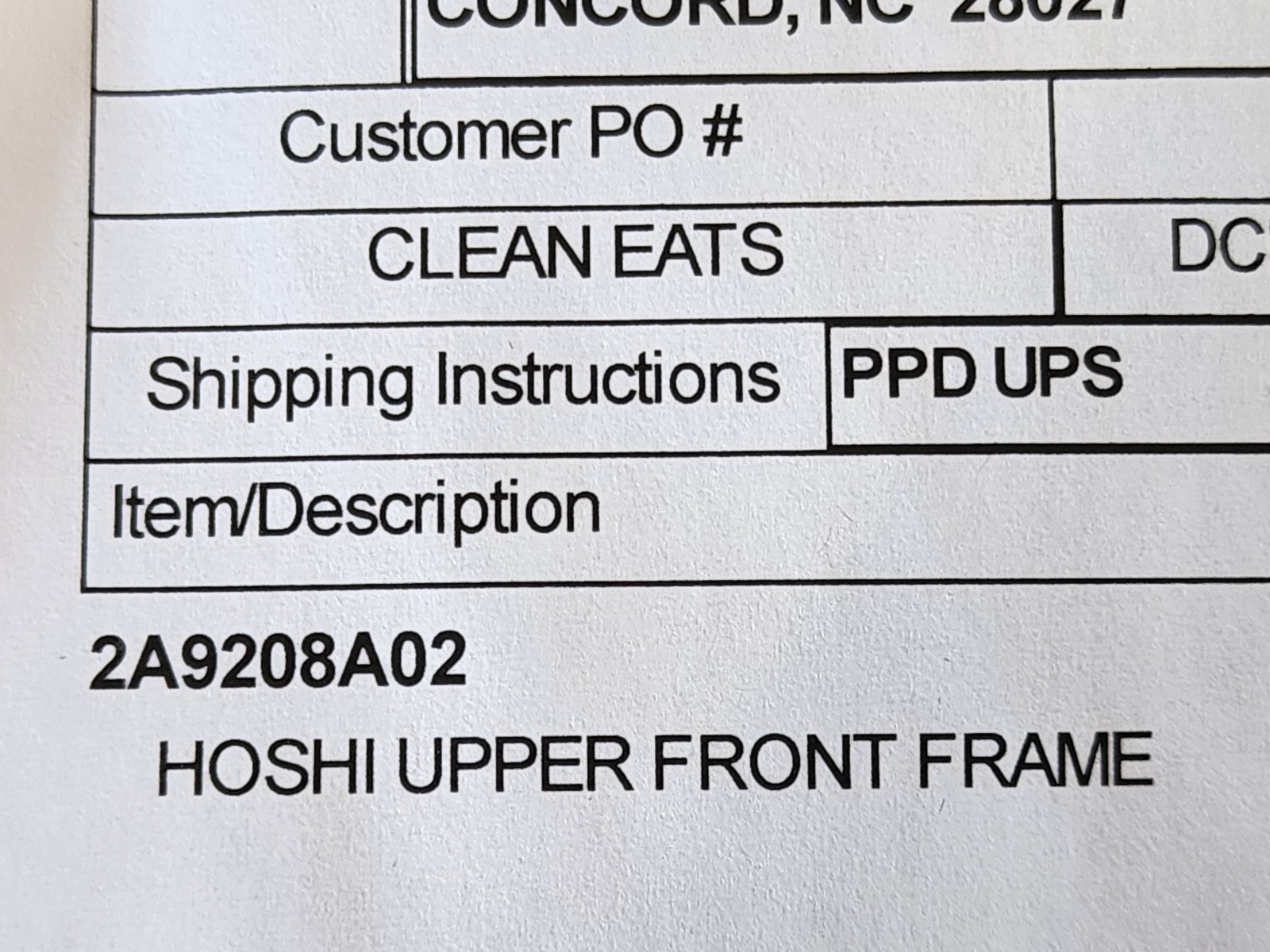 Hoshizaki 2A9208A02 Upper Front Assembly