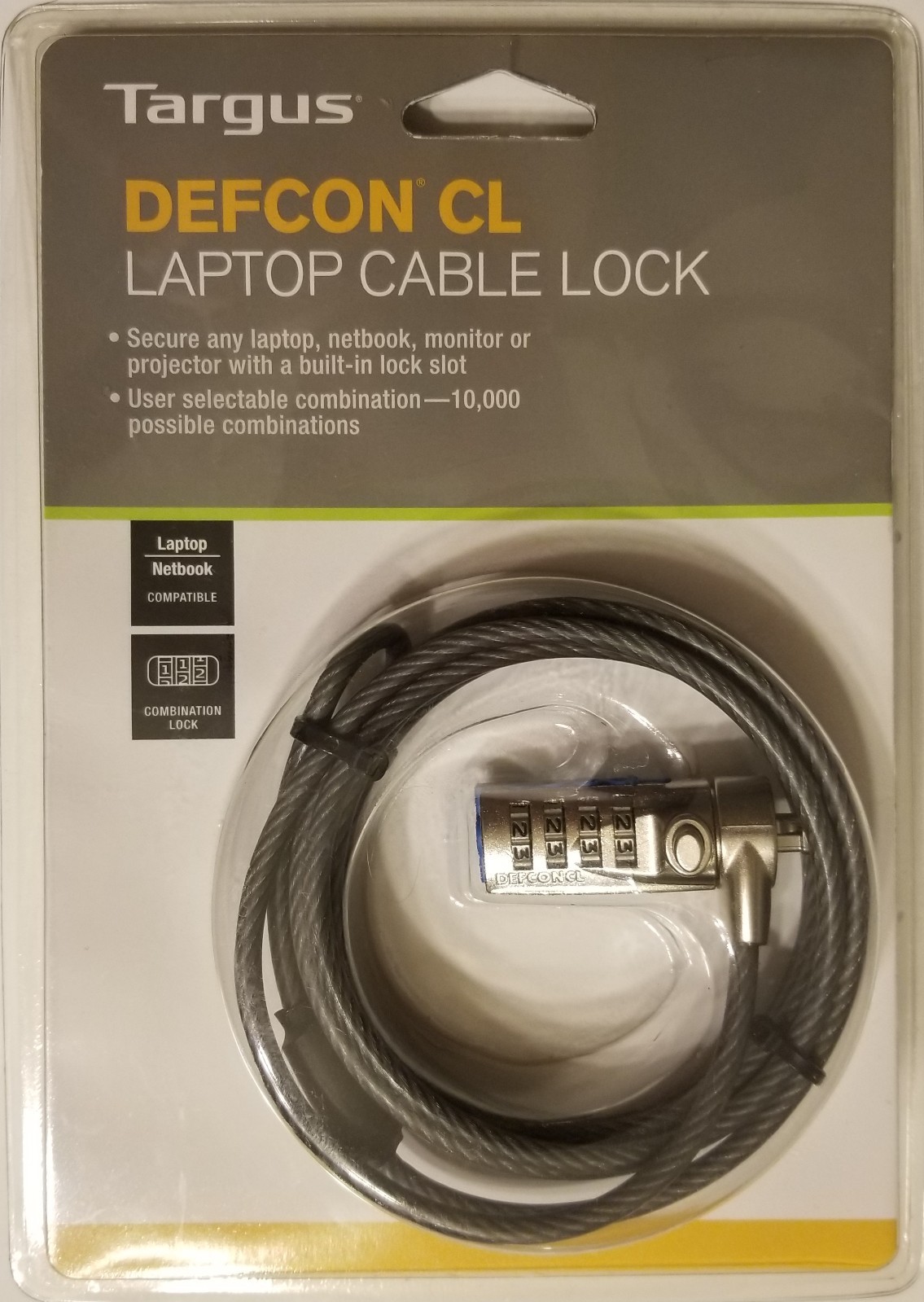 TARGUS DEFCON CL LAPTOP COMBINATION CABLE LOCK 6.5 FT
