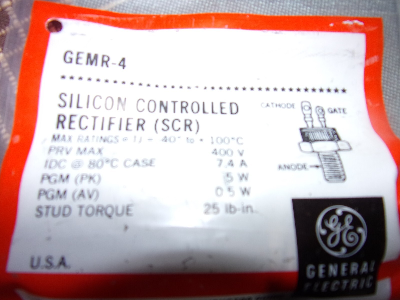 e GE  SILICON CONTROLLED RECTIFIER ( SCR )