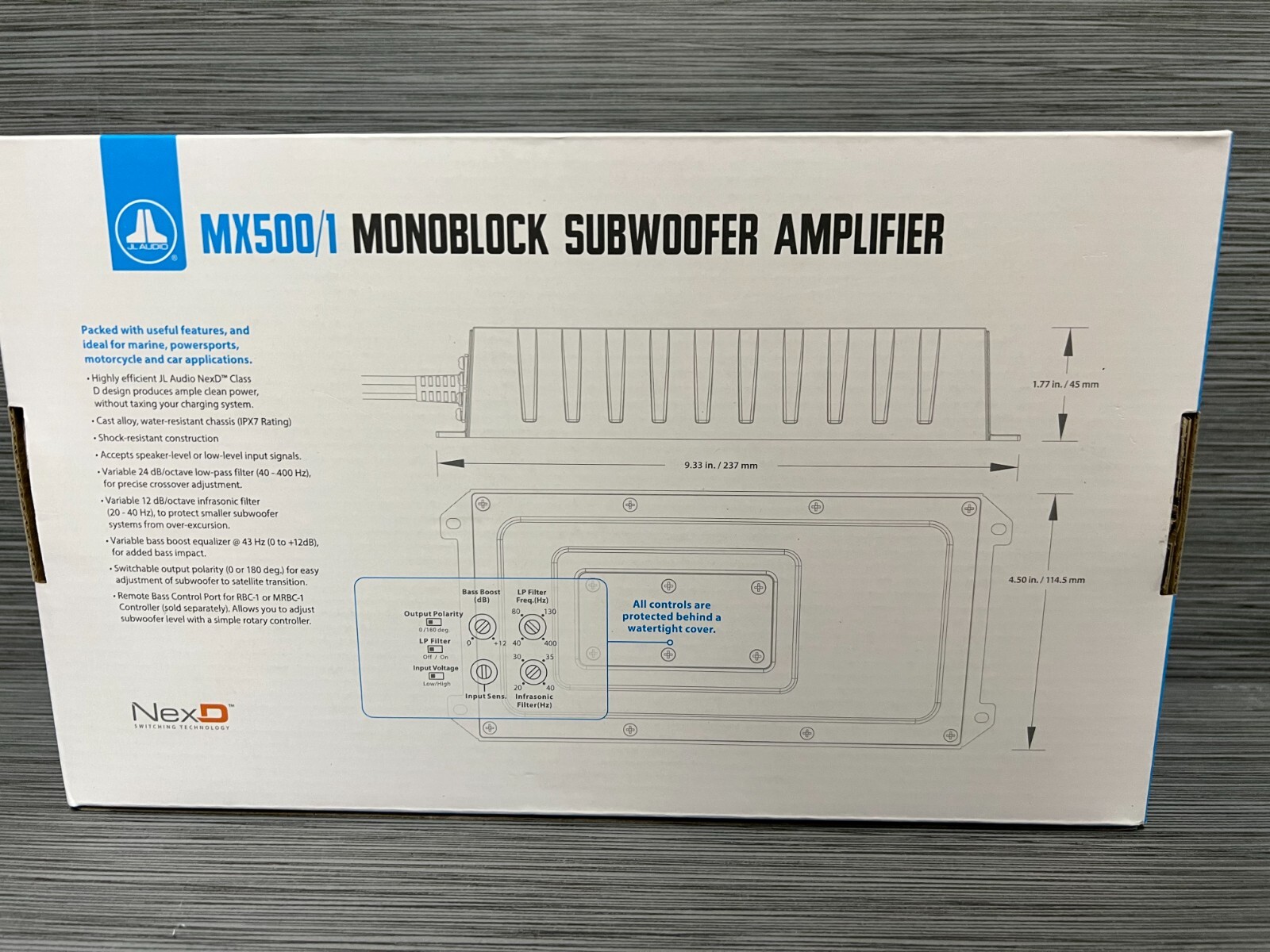 JL AUDIO MX500/1 MARINE/POWERSPORTS MONOBLOCK AMPLIFIER JL AUDIO COMPACT AMP