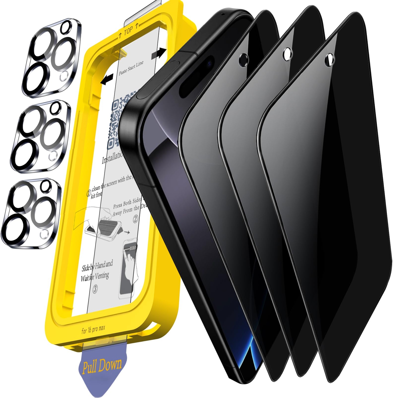 [3+3] Protector De Pantalla Privacidad AntiEspia y Camara Para iPhone 16 Pro Max