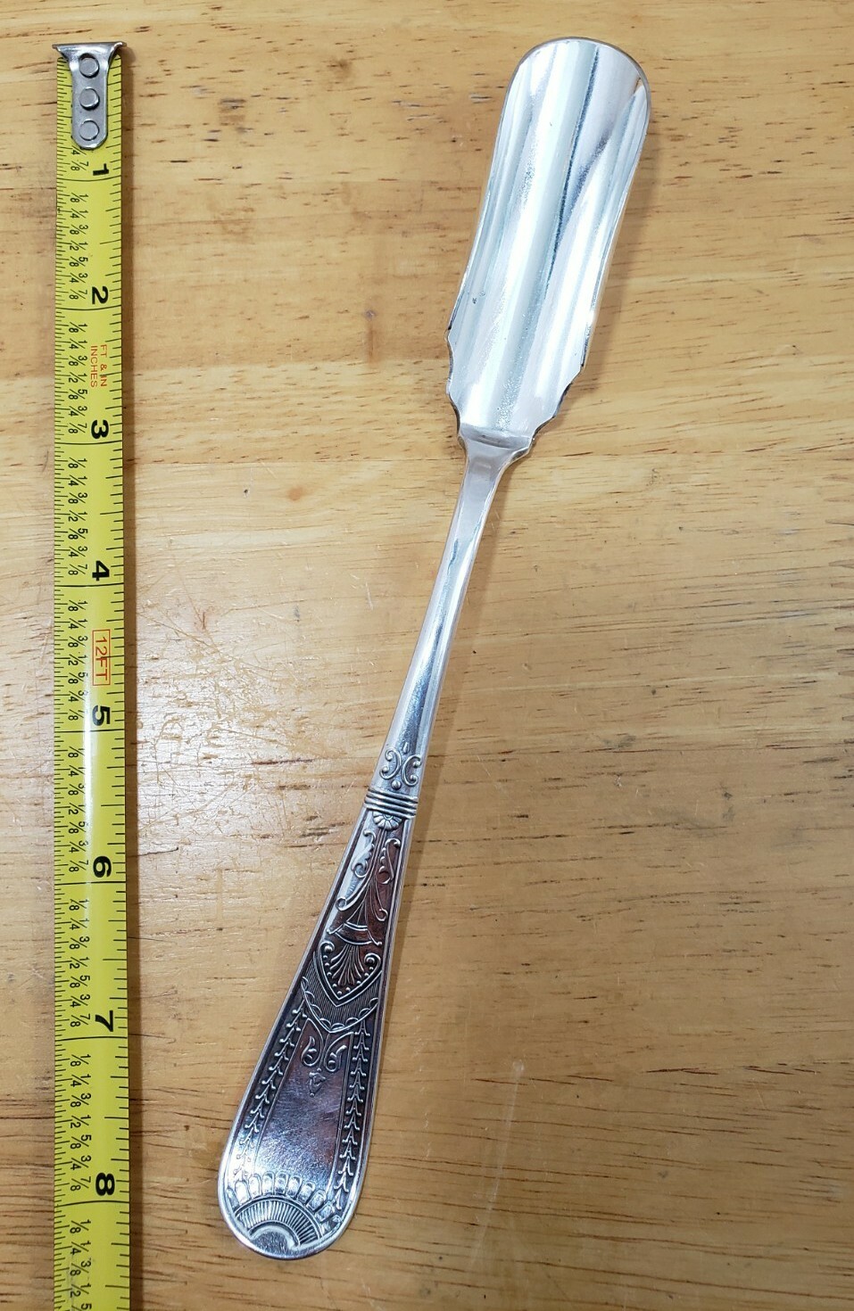 RARE SPENCE & CO c1892 VICTORIAN AESTHETIC SILVERPLATED 9" CHEESE SCOOP