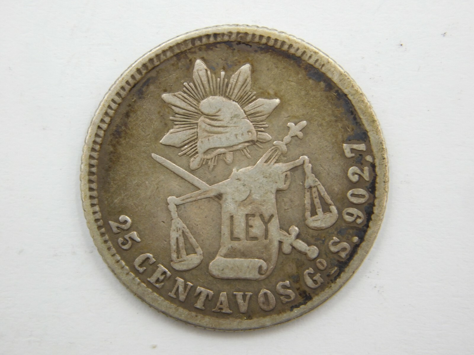 1879 GO Mexico 25 Centavo Coin (522)