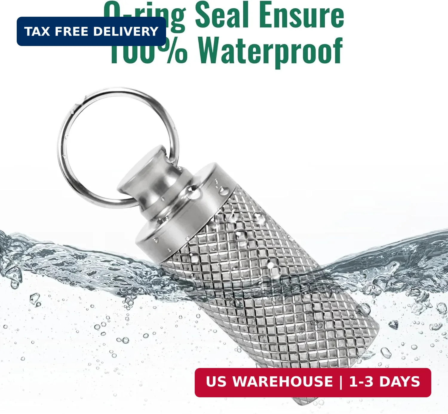 Titanium Keychain Pill Holder Container,Waterproof Portable Pill Box Case for Pu