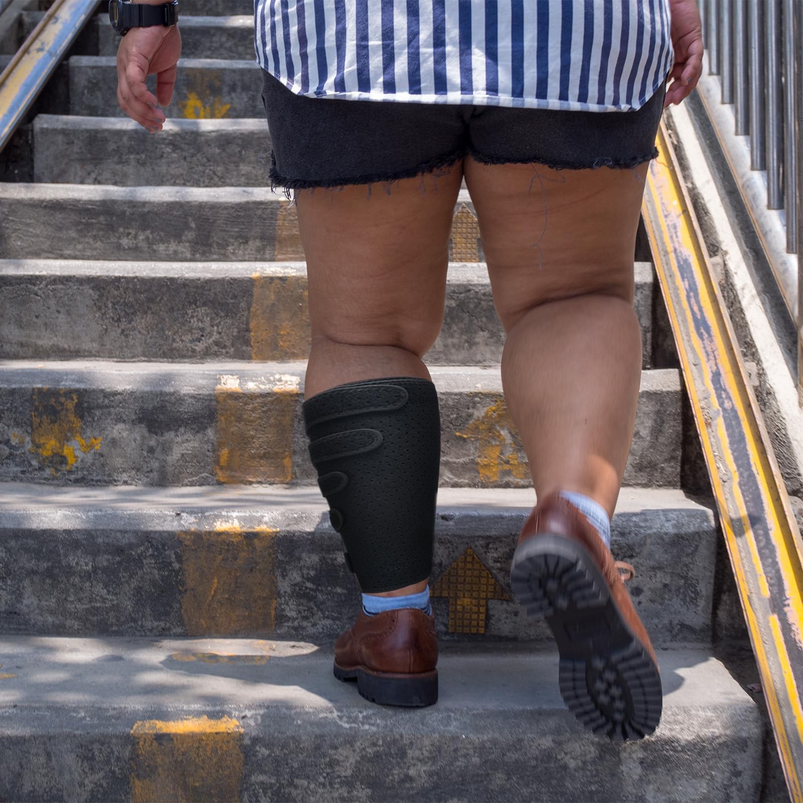 2 Pcs Lymphedema Compression Wraps Calf Adjustable 5 Strap Leg for Swollen