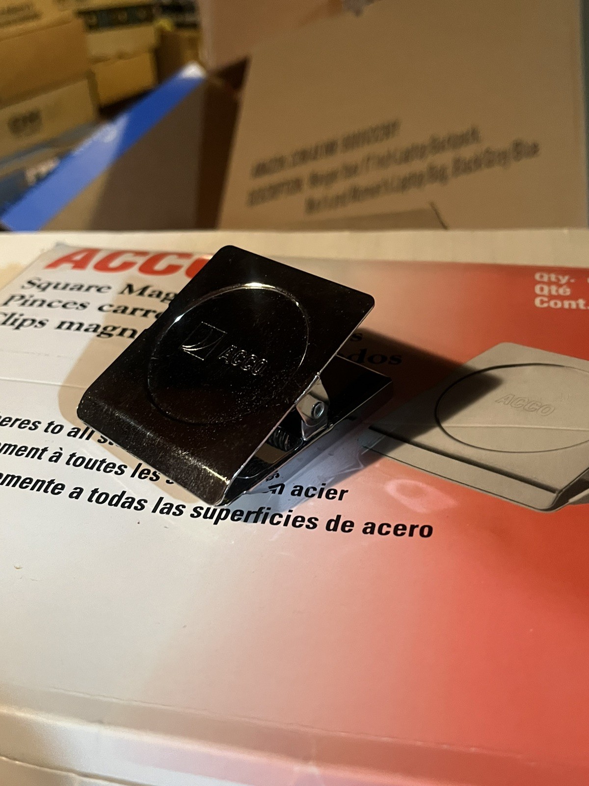 Lot of 2,ACCO Magnetic Clip, Metal, 1 1/8" Large 2 1/4"w, Chrome 72133, ACC72133