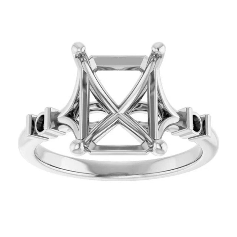 925 Sterling Silver Semi Mount Ring 12x10mm Octagon Architectural Blank Ring