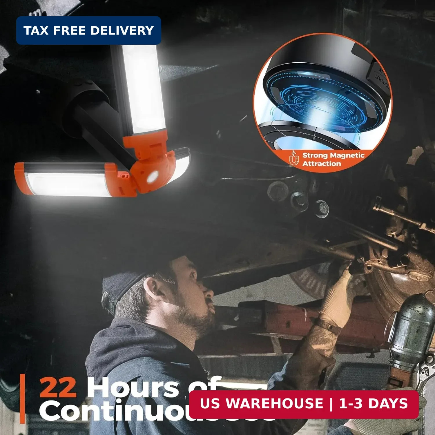 Rechargeable 12000mAh Camping Light with Adjustable Stand, Cordless Work Light w