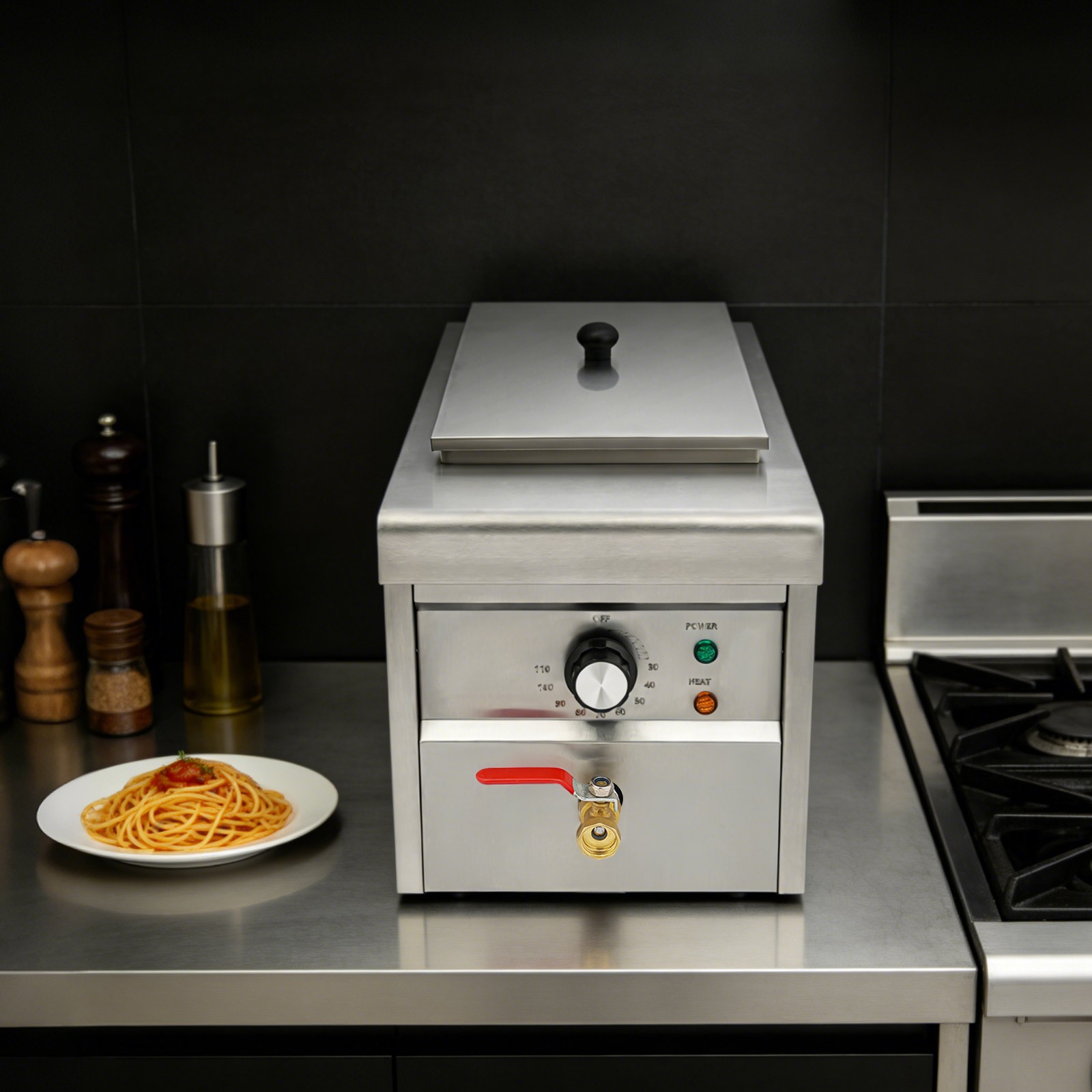 Commercial Electric Pasta Cooking Machine Noodle Boiler 2 Holes Pasta Maker 9L