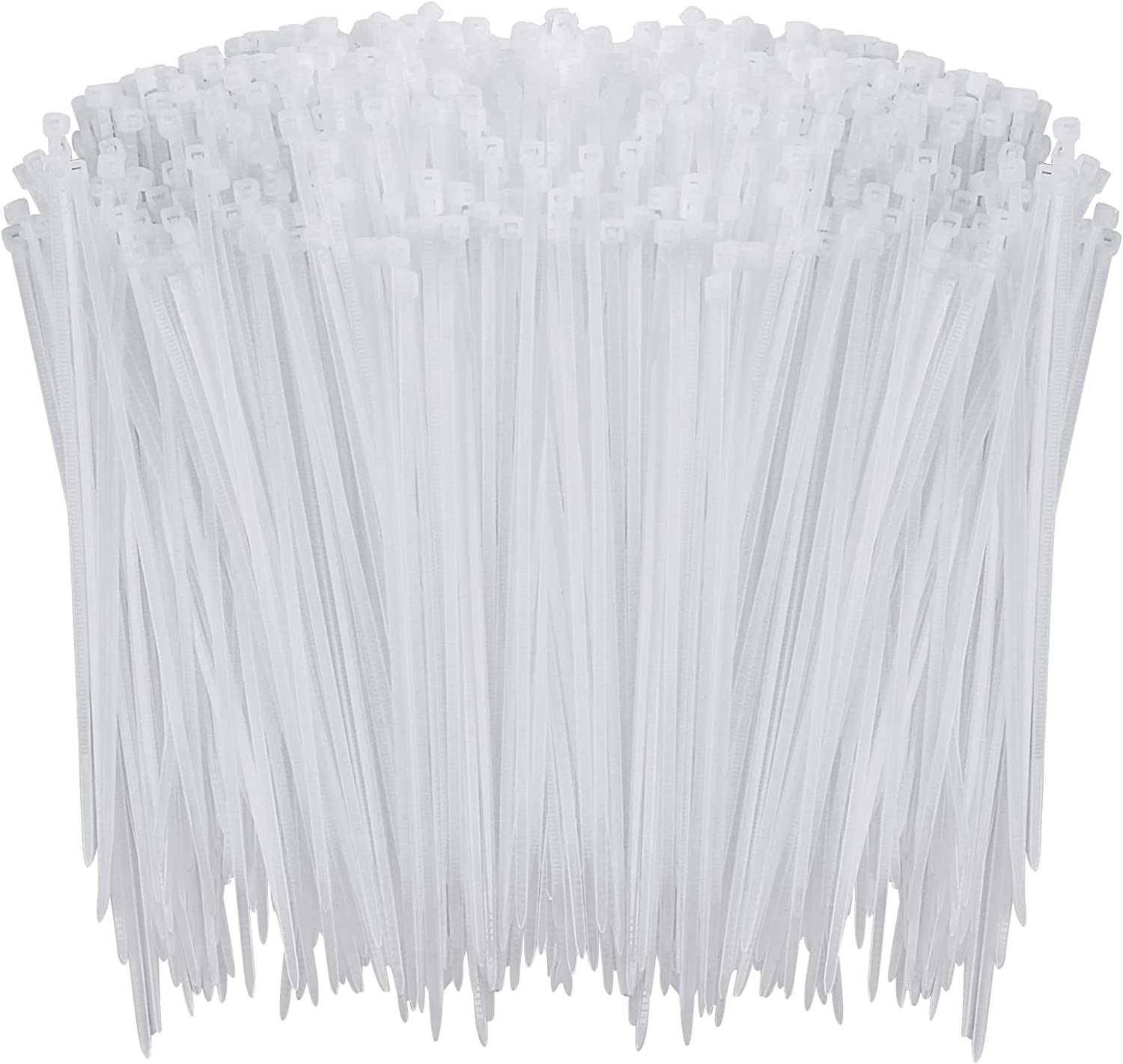 1000 Pcs White Zip Ties, 6 Inch Clear Self-Locking Nylon Cable Ties, Premium Hea