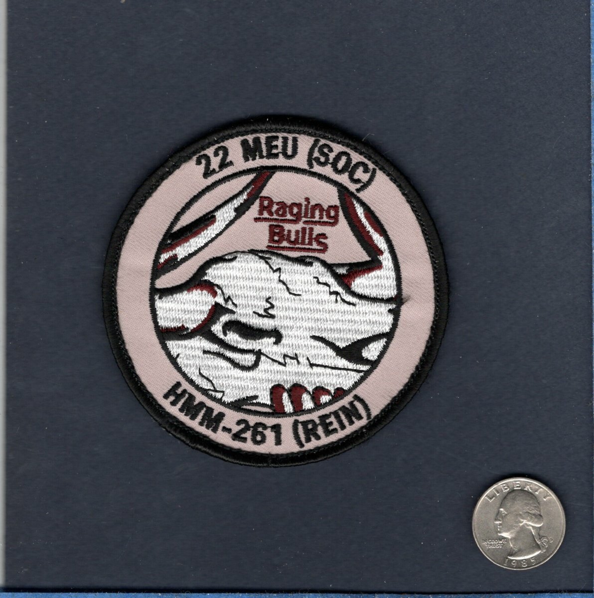 HMM-261 RAGING BULLS REIN  22nd MEU USMC CH-46  Helicopter Squadron Patch + V