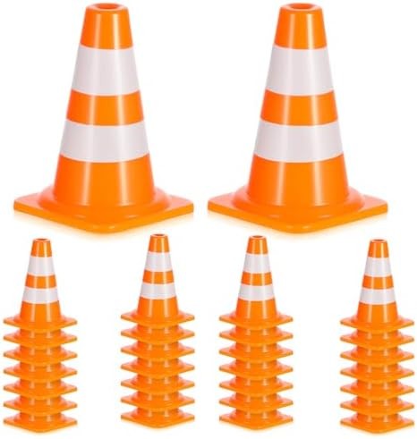 30 PCS Mini Traffic Cones, 1" Mini Orange Cones Roadblock Signs, Small Construct