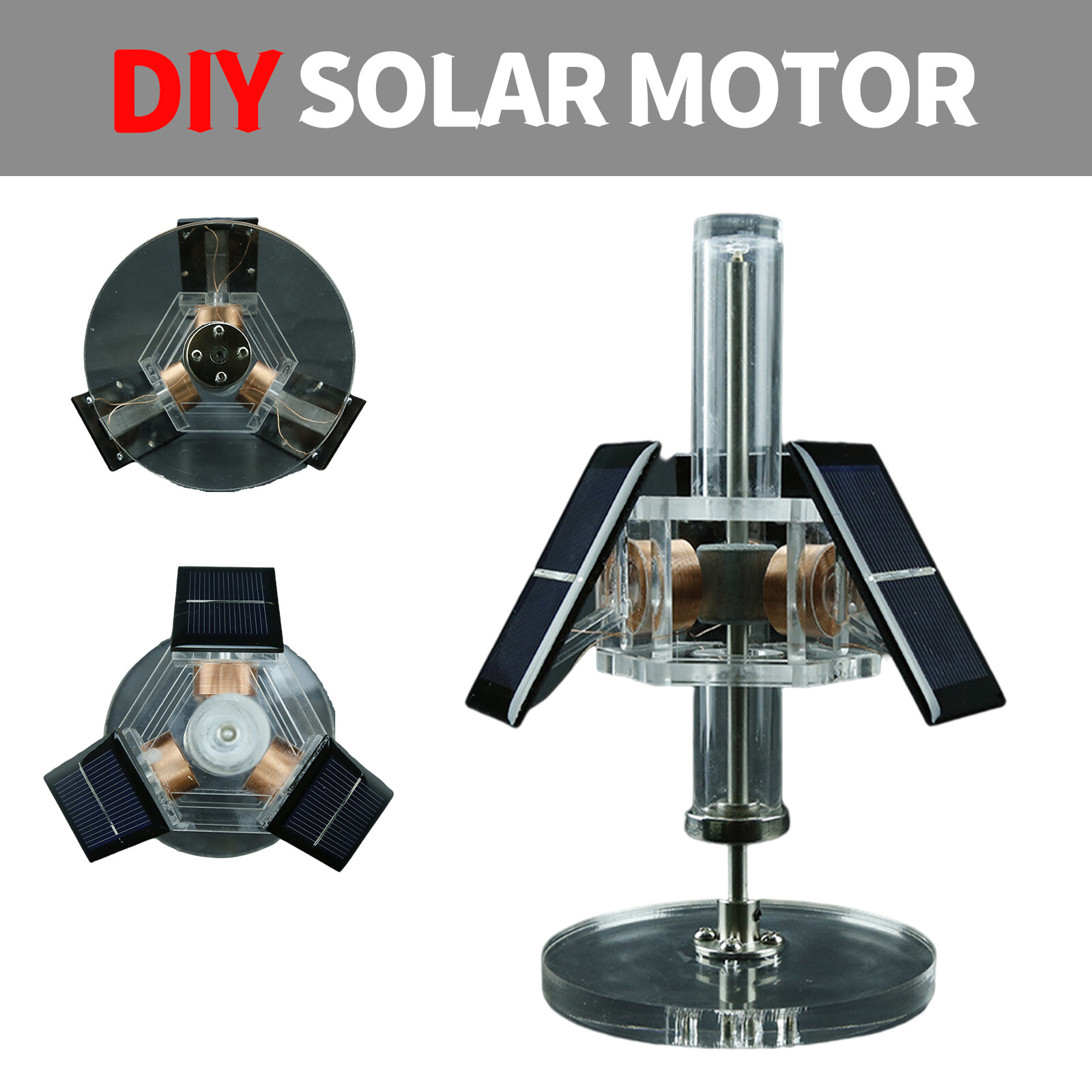 Magnetic levitation solar motor DIY Toy vertical brushless motor Teaching model
