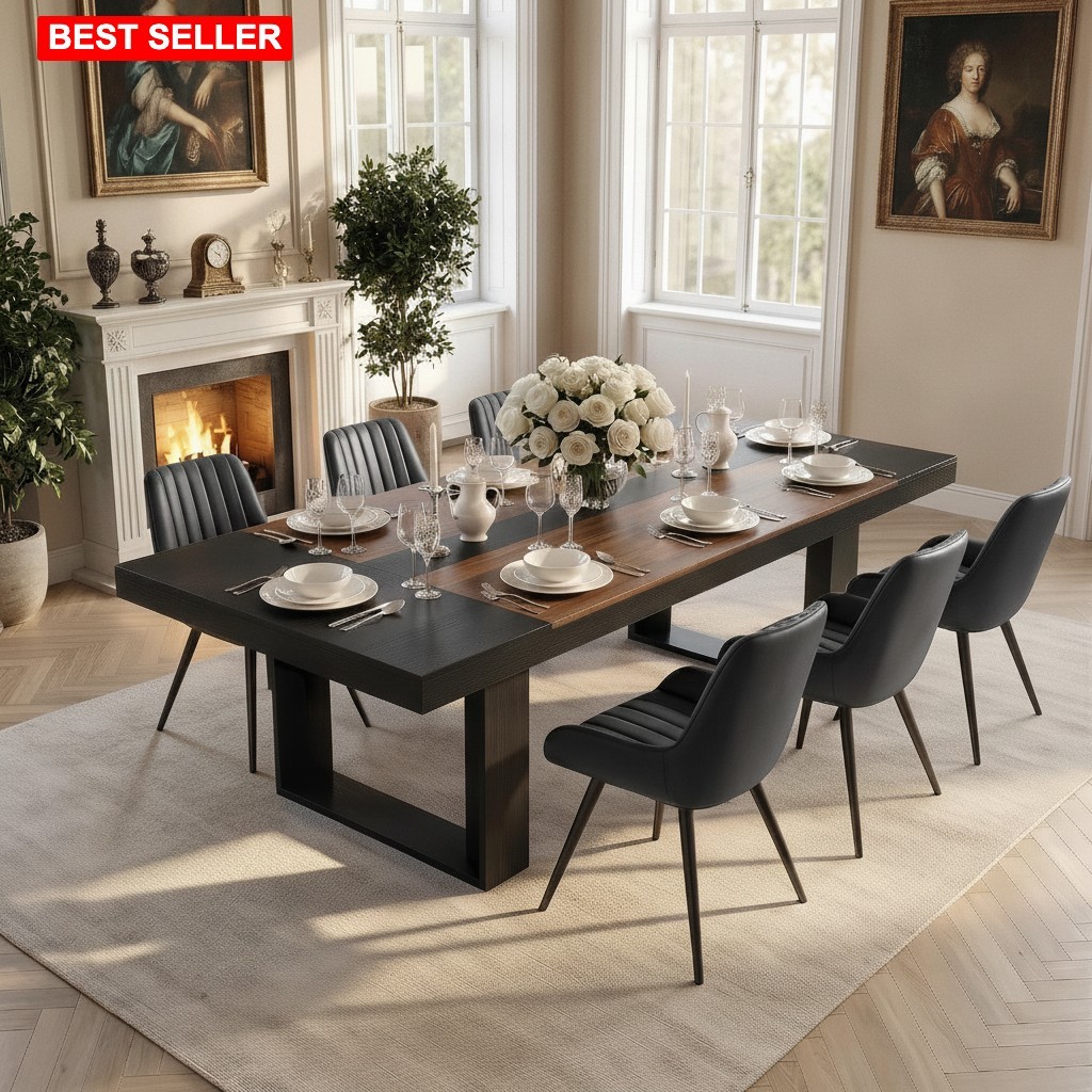 Dining Table Set 7-Piece Modern Farmhouse 86.6x47.2 Inches Engineered Wood