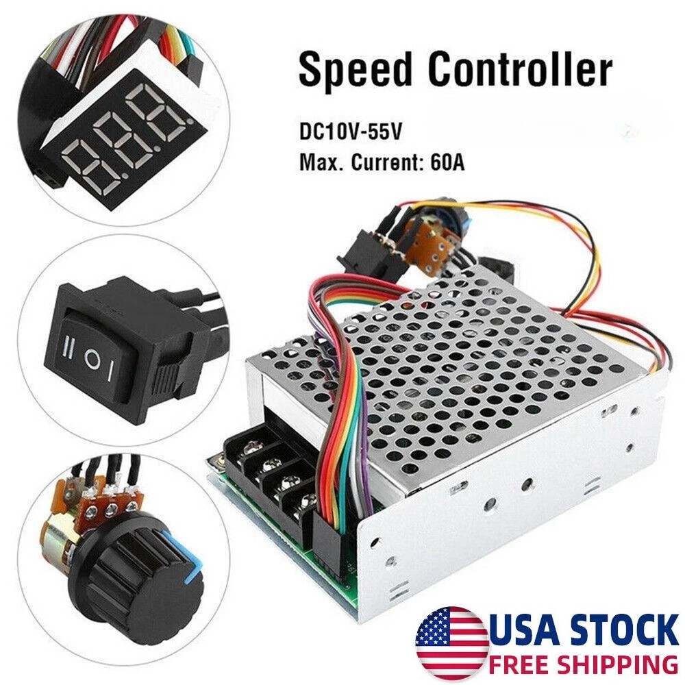 DC 10-55V MAX 60A Reversible PWM Motor Speed Controller 12V 24V 36V