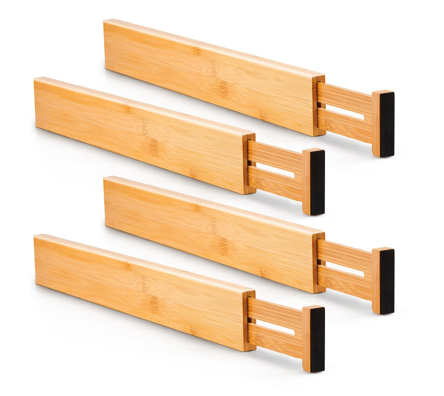 Utoplike 4 Pcs Bamboo Kitchen Drawer Dividers Large Adjustable Drawer