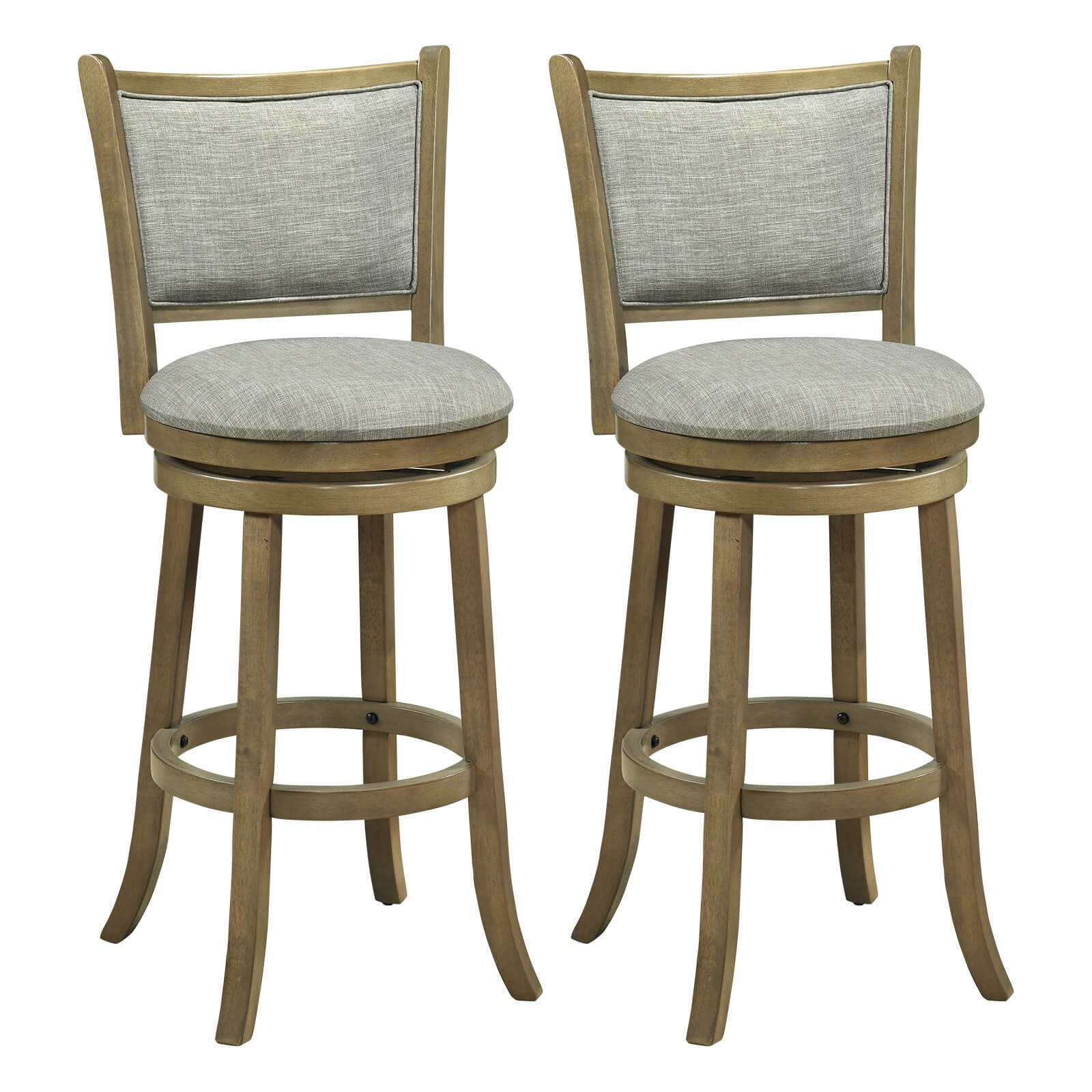 30"Swivel Bar Stools Set of 2, w/Backrests and Wood Frame,Upholstered Bar Chairs