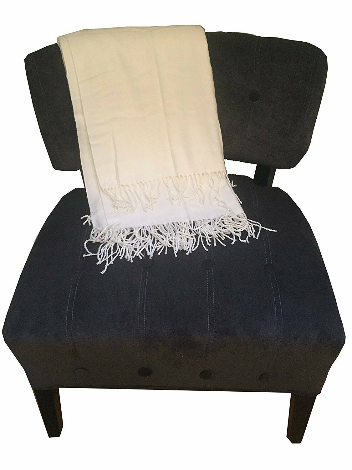 Thom Filicia (Queer Eye) 100% Acrylic, Ivory 50"x70" Throw Blanket With Tassels