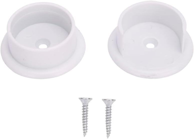 Closet Rod Sockets – White Plastic 2-Pack – Fits 1-3/8” Diameter Rod – Durable