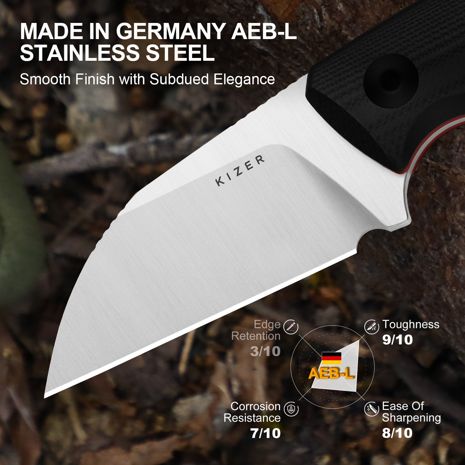 Kizer Snick Fixed Knife AEB-L Blade G10 Handle With Sheath Sheepsfoot 1085A1