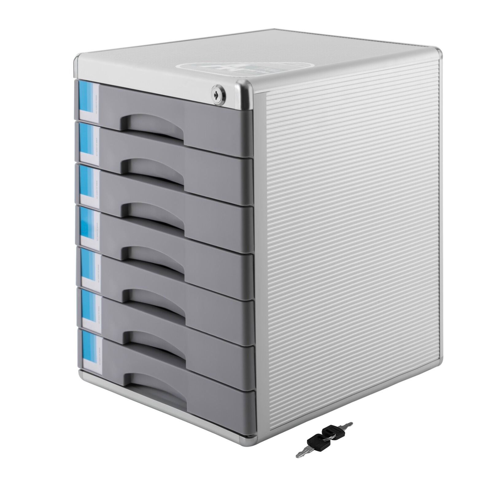 Office Filing Cabinet 7 Drawer Aluminum Alloy File Cabinet With Lock Desktop New