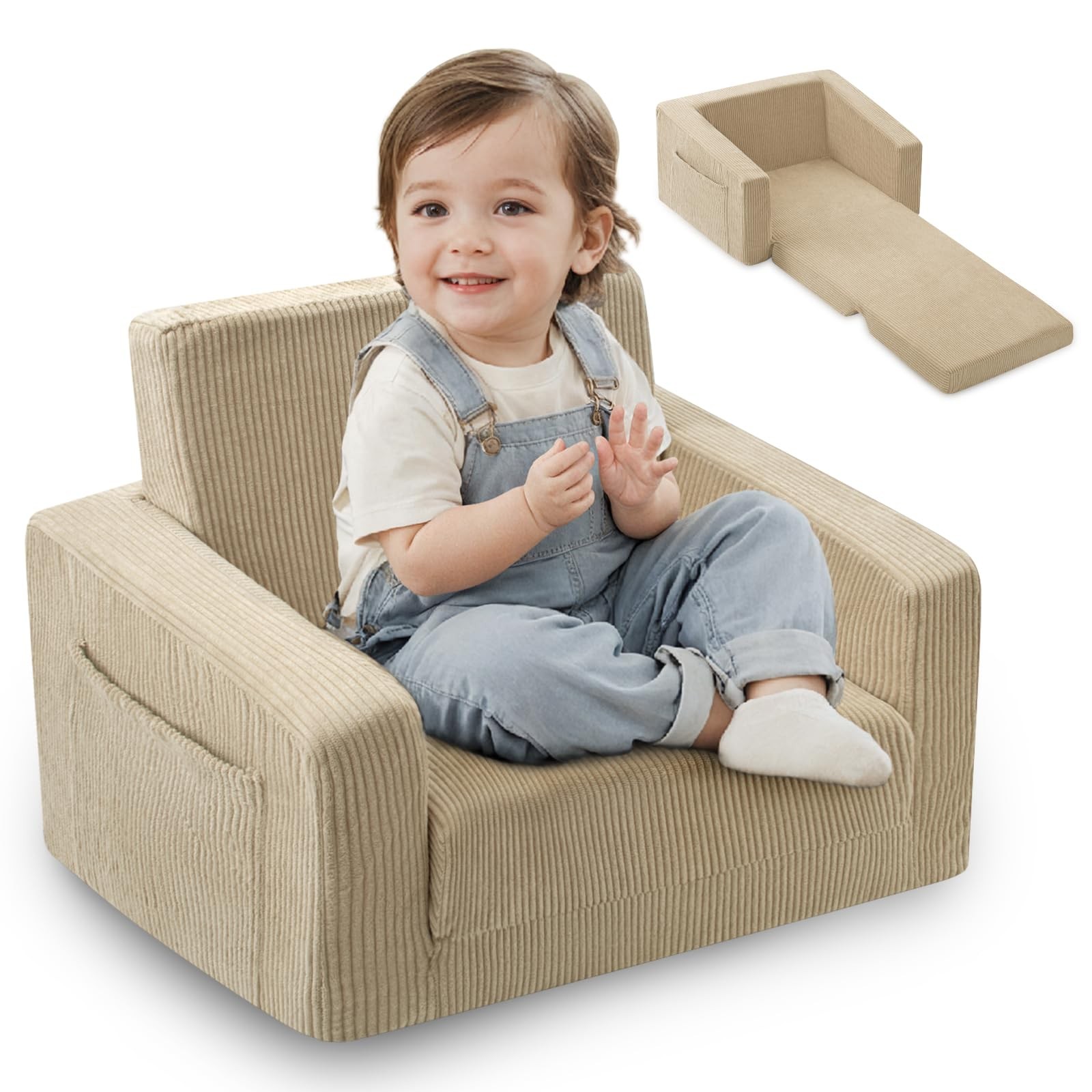 Jouha Toddle  Kids Chair,2-in-1 Soft Toddler Couches That Fold Out,Toddler Ch...