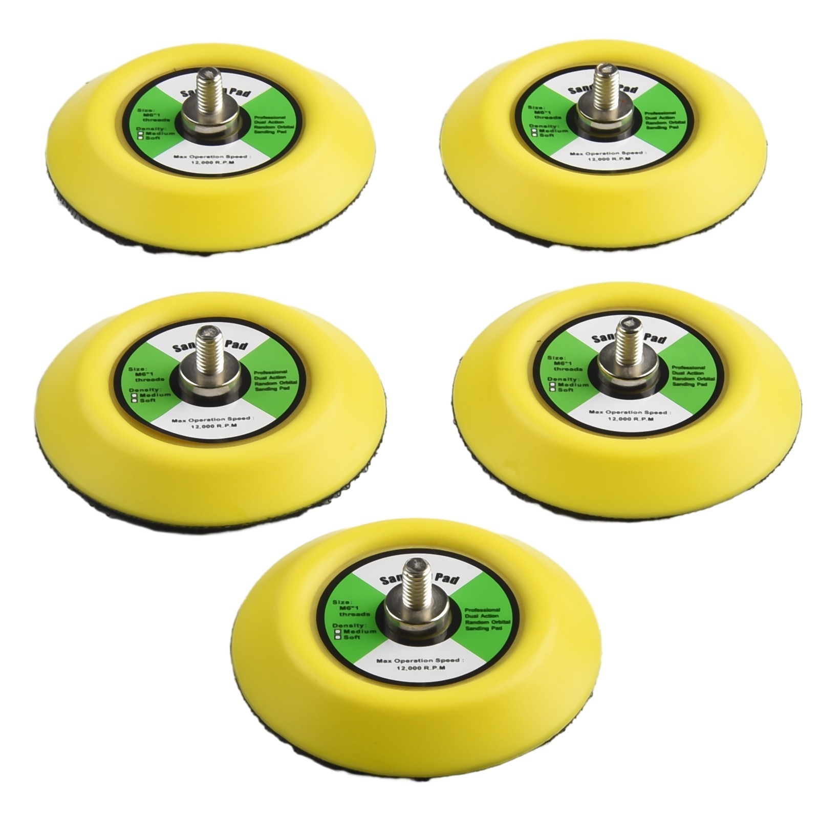 5pcs/ 3 75mm Hook& Loop Sanding Polishing Backing Pad M6 Thread/ For Air-Sander