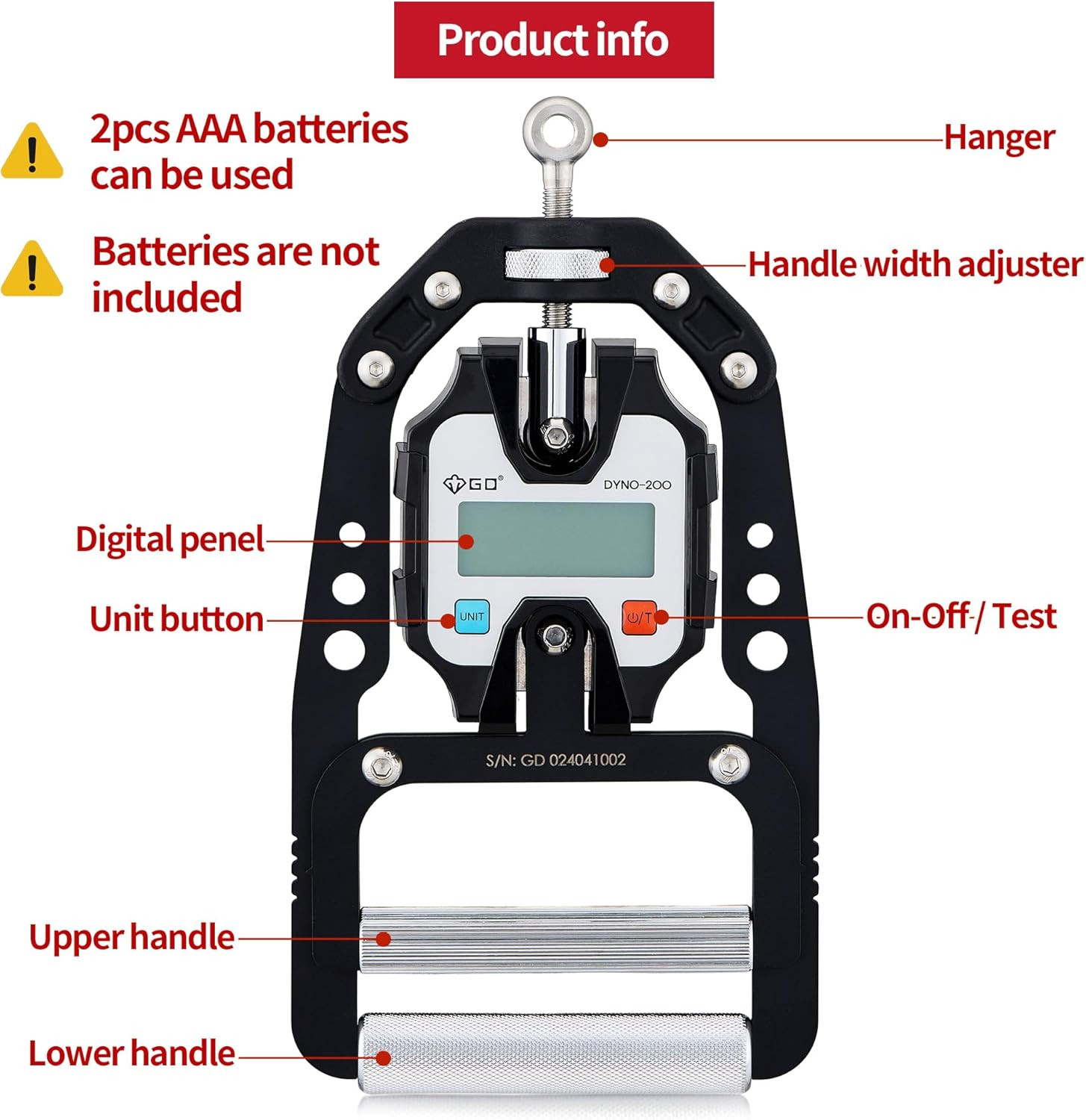 (NEW) DYNO-200 Digital Hand Dynamometer Grip Strength Measurement Electronic Ha